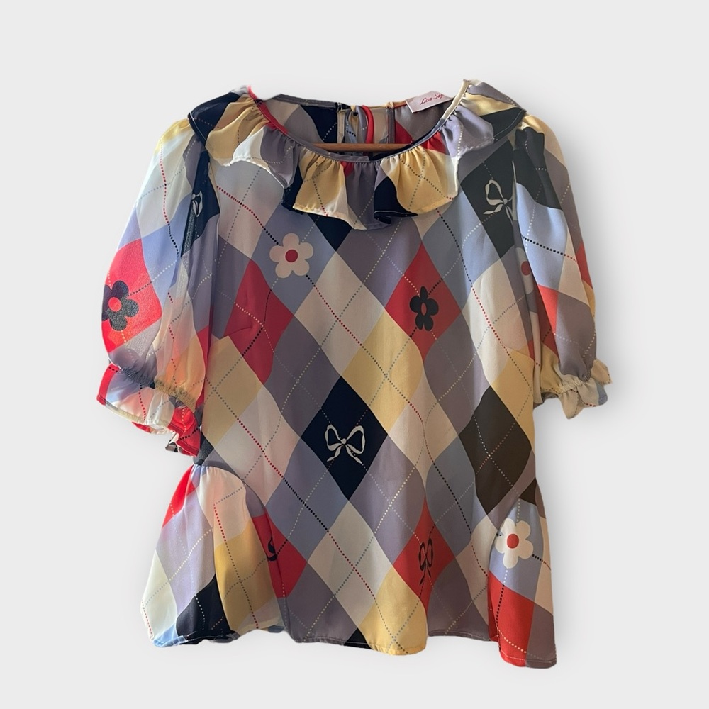 Lisa Says Gah Multicolor Checkered Set with top and skirt